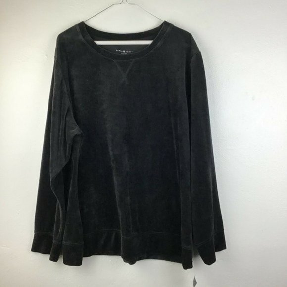 Karen Scott Plus Size Velour Sweatshirt Black Size XXL - Picture 2 of 8